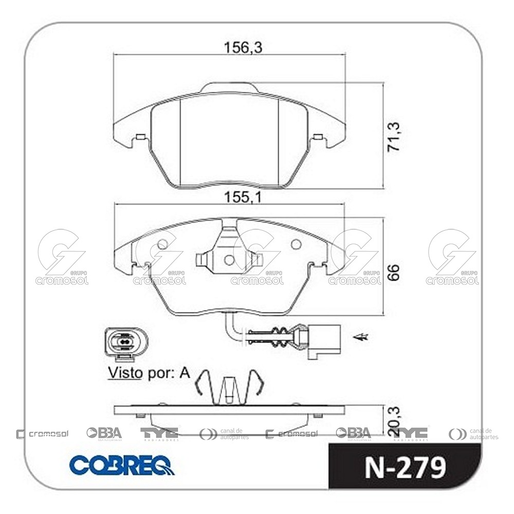 Pastilla de freno para Audi A1