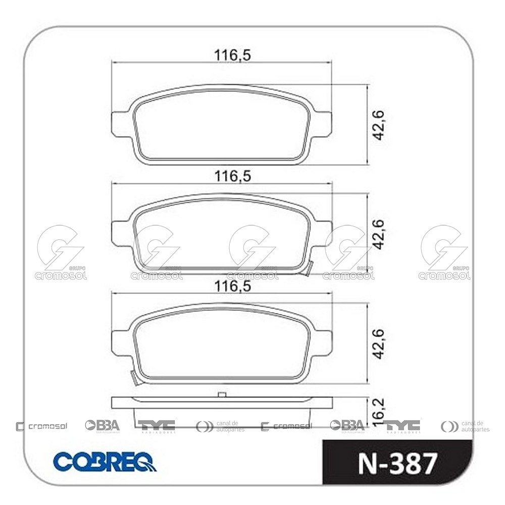 Pastilla de freno para Chevrolet Cruze F1 10-13