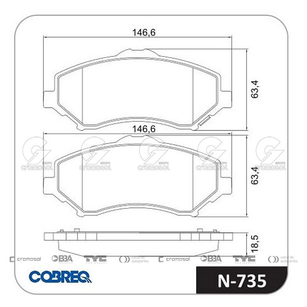 Pastilla de freno para Chrysler Town & Country F2