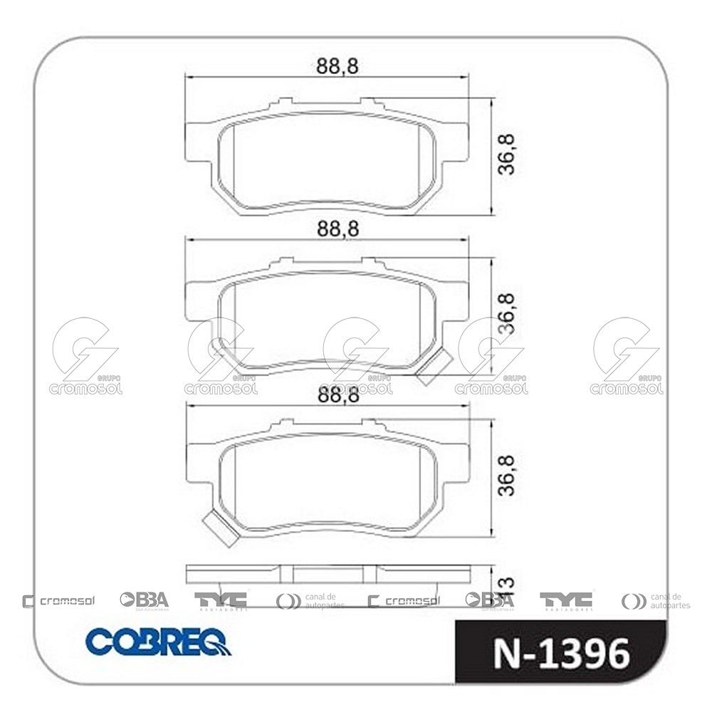 Pastilla de freno para Honda Civic 88-91