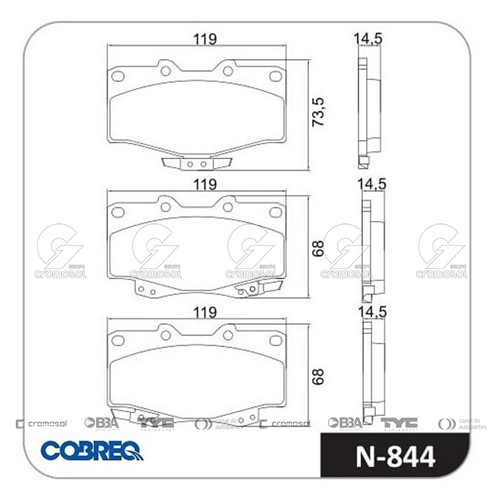 Pastilla de freno para Toyota 4 RUNNER F3 99-02