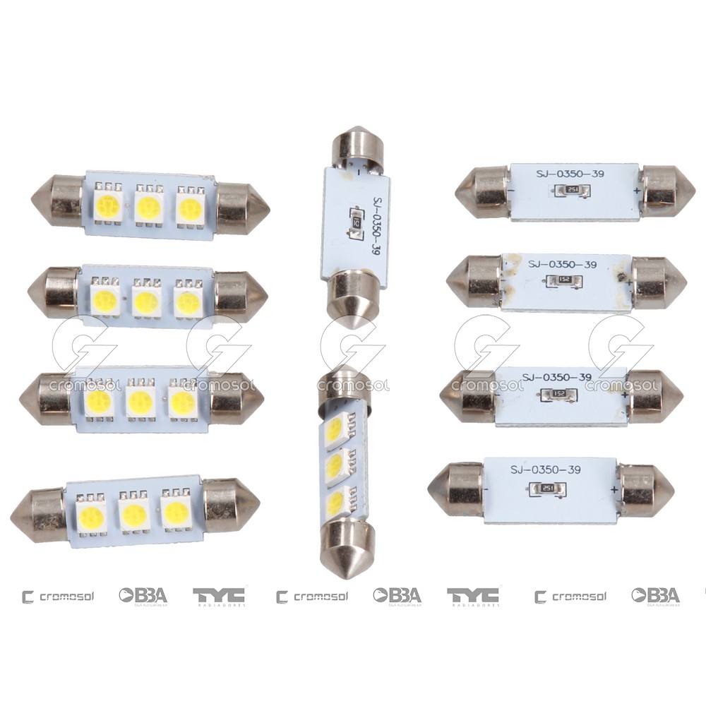Lampara led para Universal Universal Pesados 50/20 3 led tubular 39mm 24v blanco (x10)