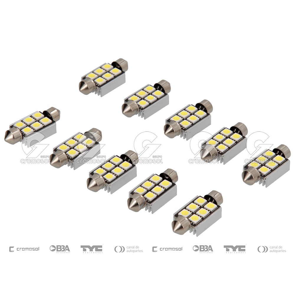 Lampara led para Universal Universal Livianos 50/20 6 led canbus tubular 39mm 12v blanco (x10)