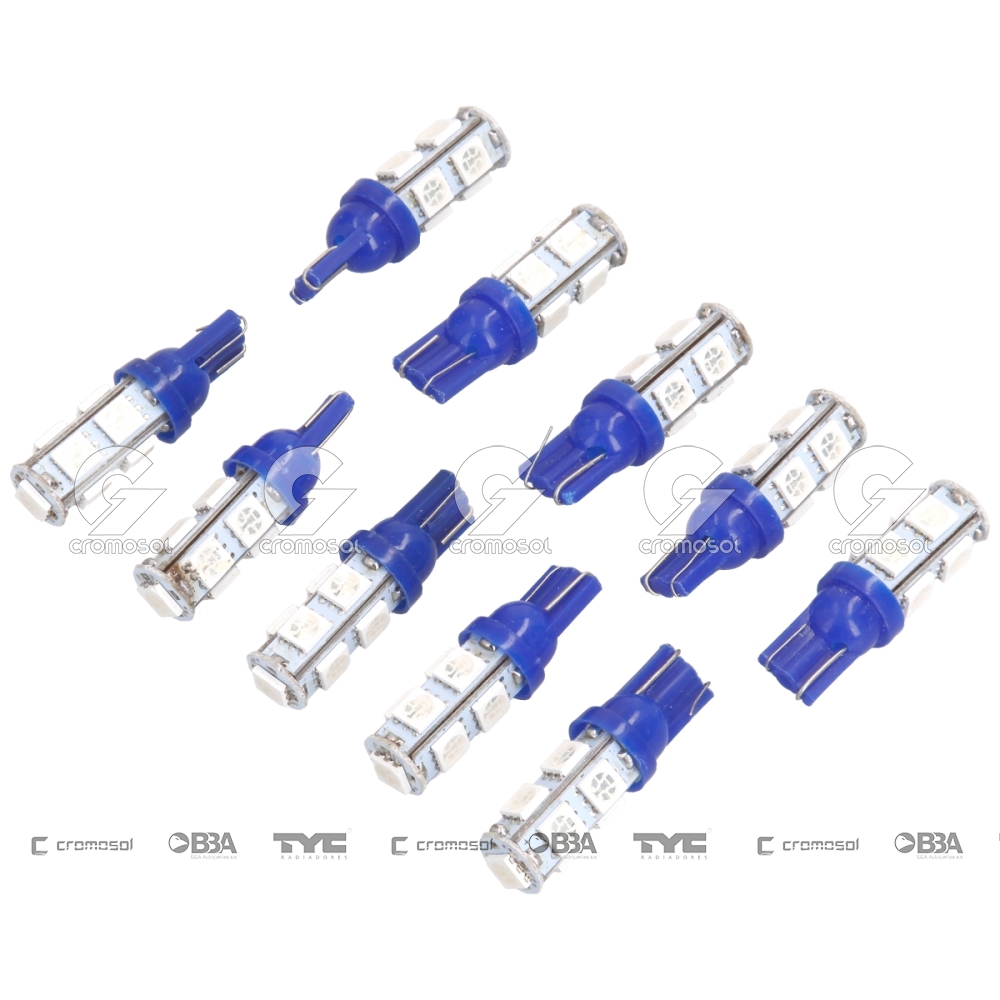 Lampara led para Universal Universal Livianos 50/20 T10 (2821) 12v (9 led smd) azul (x10)