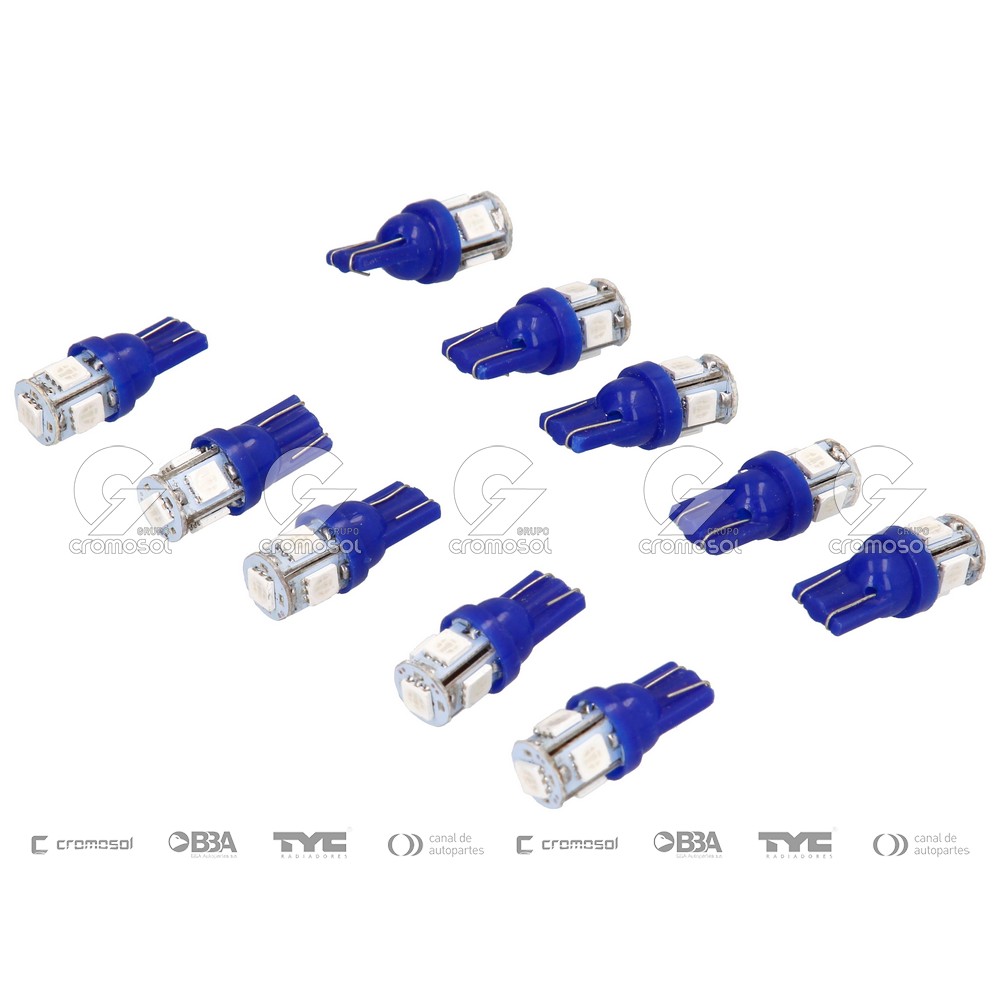 Lampara led para Universal Universal Livianos 50/20 T10 (2821) 12v w5w (5 led smd) azul (x10)