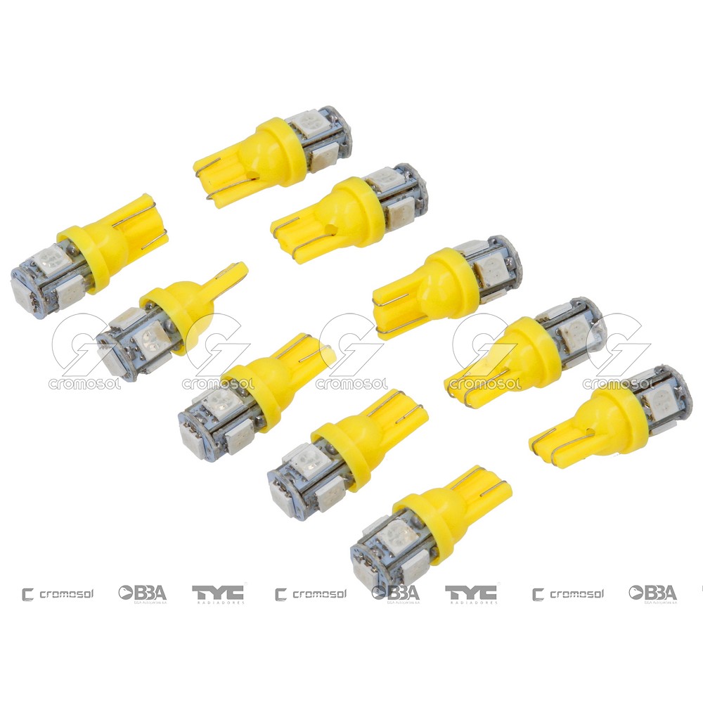 Lampara led para Universal Universal Livianos 50/20 T10 (2821) 12v w5w (5 led smd) ambar (x10)