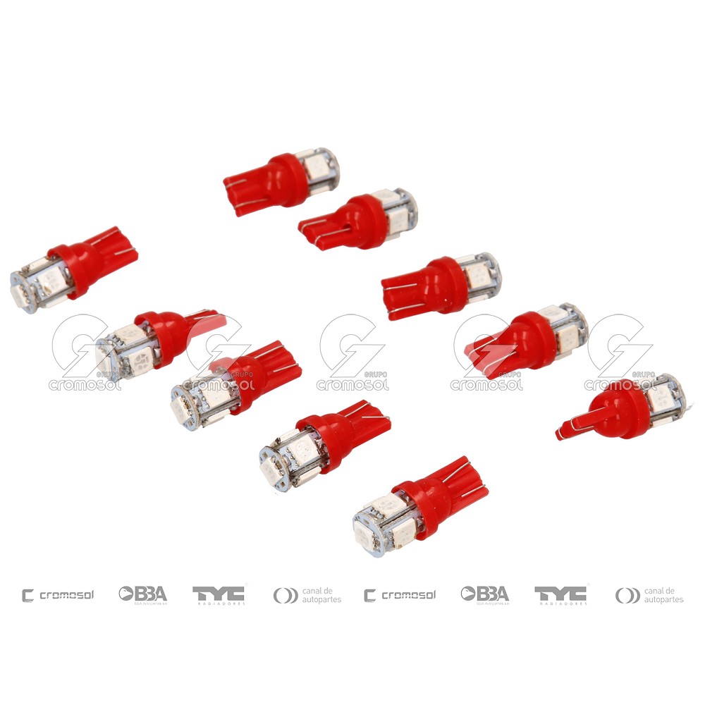 Lampara led para Universal Universal Pesados 50/20 T10 (2821) w5w 24v (5 led smd) rojo (x10)