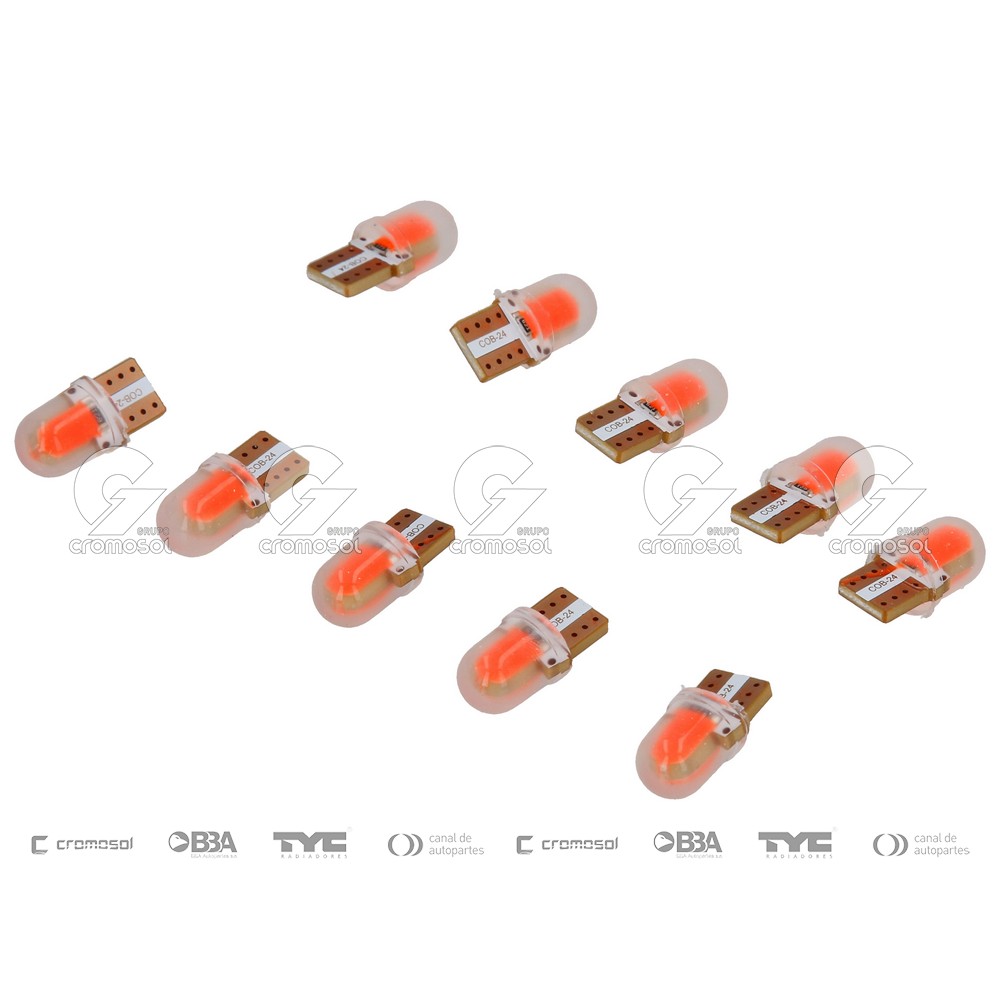 Lampara led para Universal Universal Pesados 50/20 Led t10 silicona 24v (corta) rojo (x10)