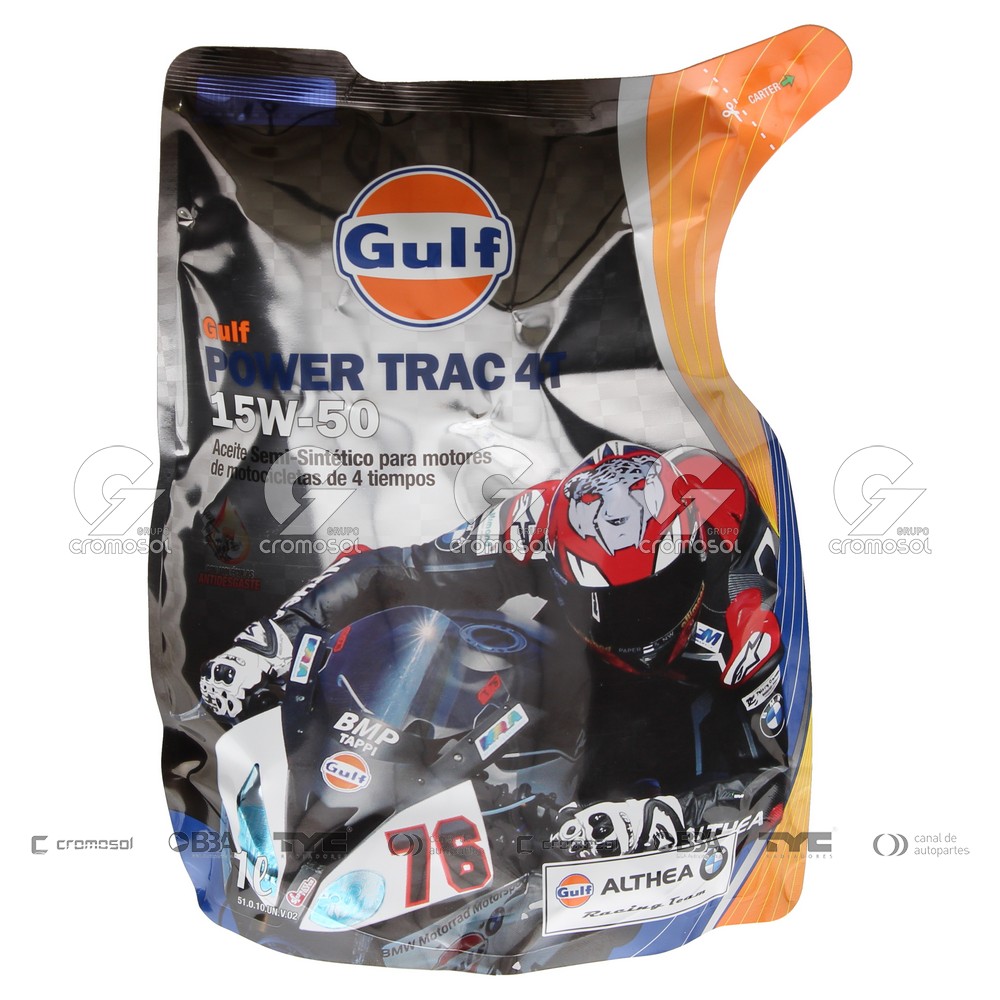 Aceite para Universal Universal Livianos 50/20 Semi-sintetico gulf power trac 4t 15w-50 (doypack 12x1l) motos